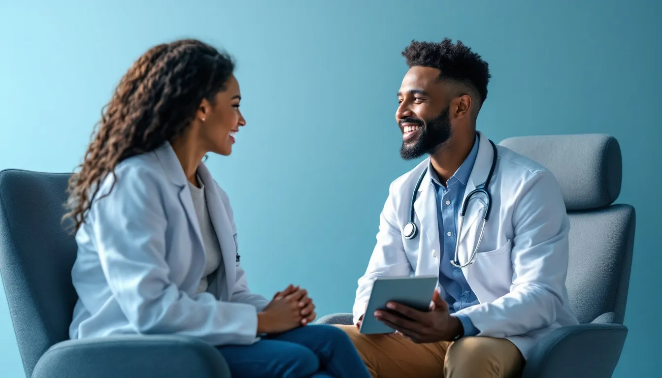 A primary care physician discussing health options with a patient